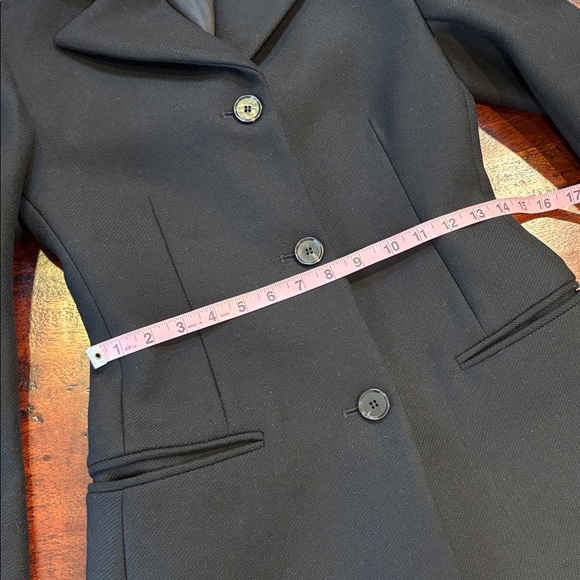 COS Black Long Wool Blend Button Front Dress Coat size 2 - Picture 12 of 13